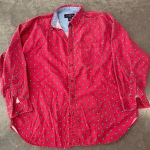 Vintage Y2K Polo Puritan Classics Square Abstract Cotton Button Down Red XL